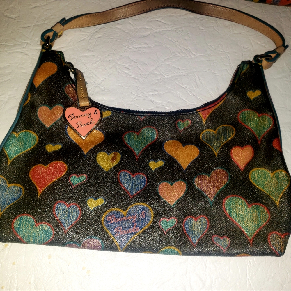 Dooney & Bourke Chocolate Heart Pattern Shoulder Bag - Picture 2 of 2